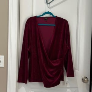 TALBOTS - burgundy colored velvety top.